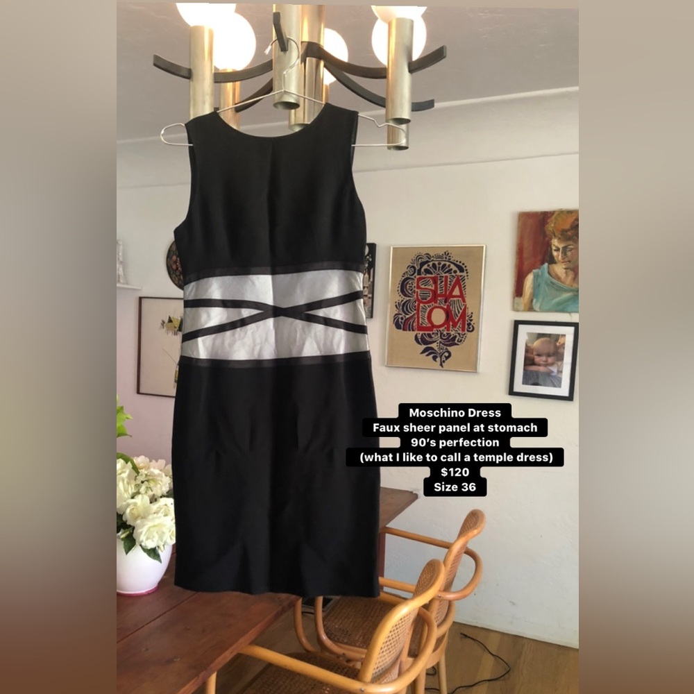 Moschino Black and White Sheath Cocktail Dress